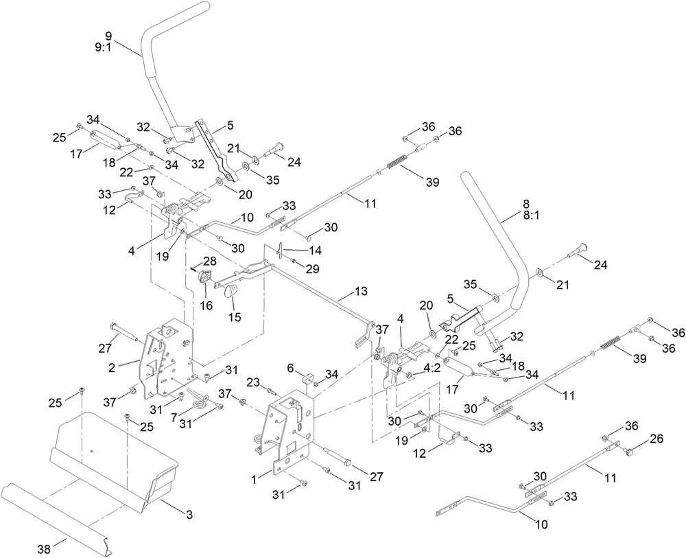Motion Control Assembly Diagram and Parts List for 74687 410150000 - 412456713 Toro Lawn Tractor