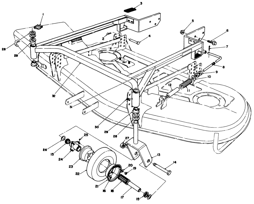 Carrier Frame Assembly Diagram and Parts List for 30152 900001 - 999999 Toro Lawn Mower