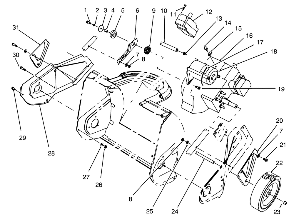 Engine & Wheel Assembly (Model 38175 Only-Serial # 4900101 Thru 4906609) Diagram and Parts List for 38175 4900001 - 4999999 Toro Snow Blower