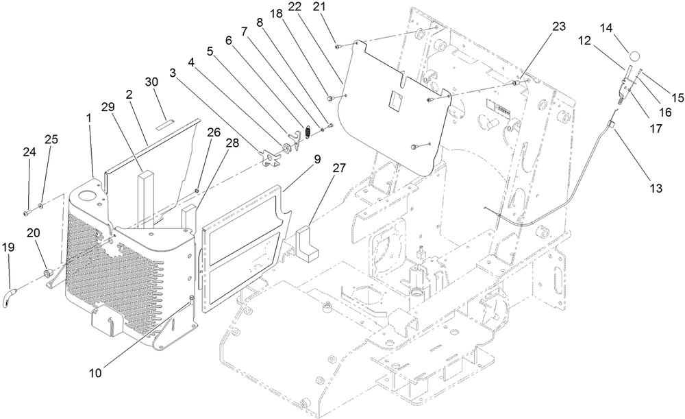 Grill Assembly Diagram and Parts List for 22323 400000000 - 401799999 Toro Lawn Tractor Accessories