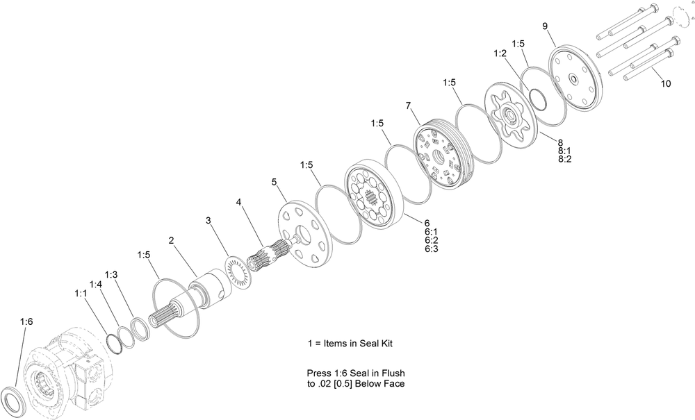 Hydraulic Motor Assembly No. Auh673156 Diagram and Parts List for 25532E  Toro Lawn Tractor Accessories