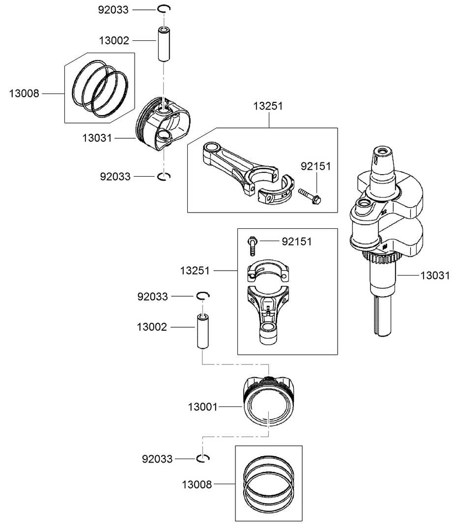 Piston And Crankshaft Assembly Diagram and Parts List for 22973G 400000000 - 401999999 Toro Lawn Tractor Accessories