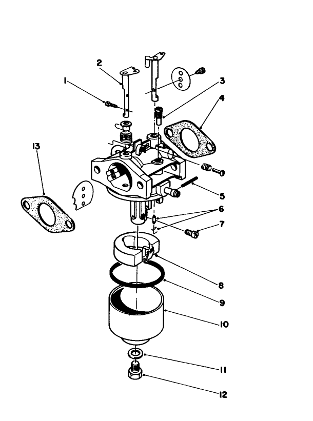 Carburetor Assembly Diagram and Parts List for 16780 4000001 - 4999999 Toro Lawn Mower
