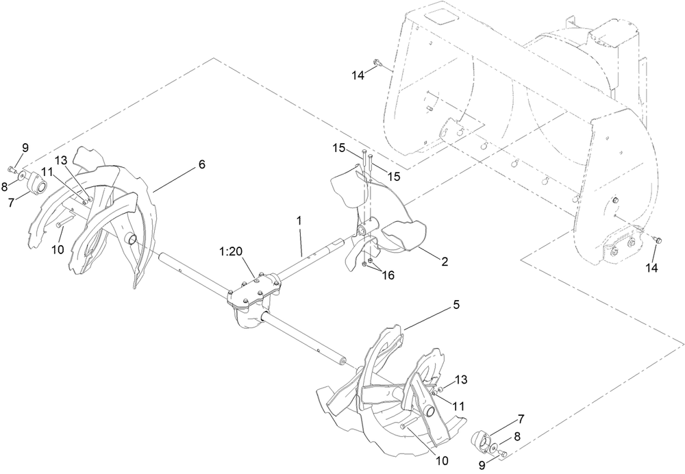 Gear Case Assembly Diagram and Parts List for 38870 409000000 - 999999999 Toro Snow Blower