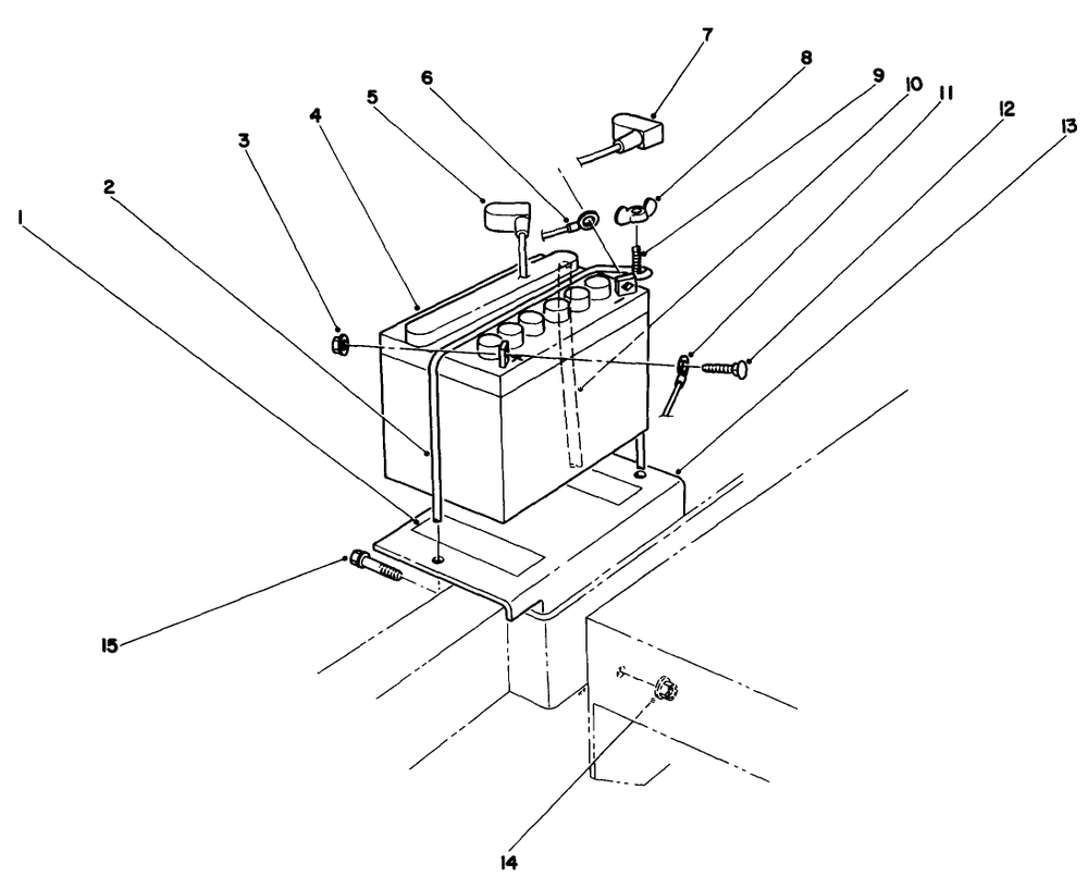 Battery Assembly Diagram and Parts List for 30170 1000001 - 1999999 Toro Lawn Tractor Accessories
