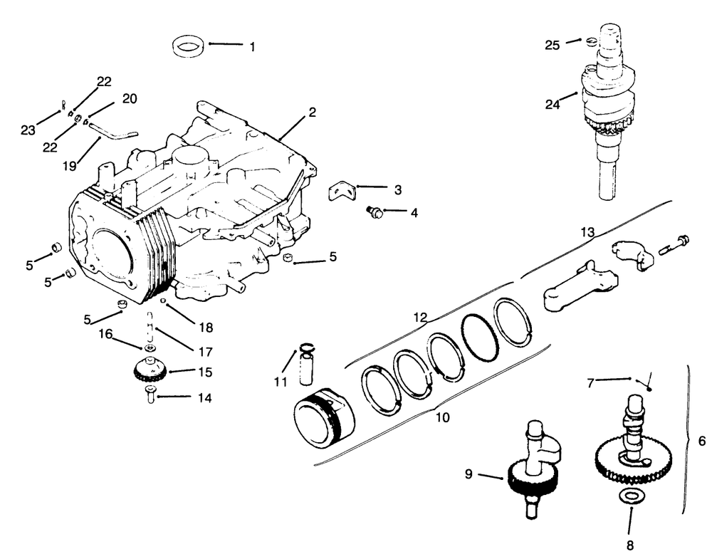 Crankcase Diagram and Parts List for 30176 690001 - 691912 Toro Lawn Tractor Accessories