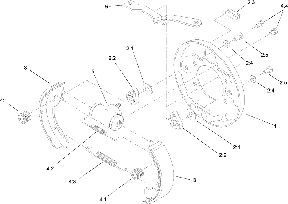 Left Hand Brake Assembly No. 104-6807 Diagram and Parts List for 12004TC 280000001 - 280999999 Toro Lawn Tractor