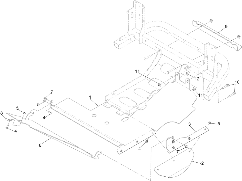 Discharge Tunnel Assembly Diagram and Parts List for 72096 406343181-407109999 Toro Lawn Tractor