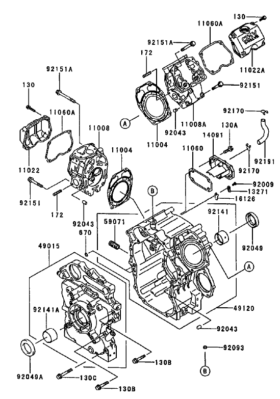 Cylinder And Crankcase Assembly Diagram and Parts List for 74214 (230000001-230006000)(2003) Toro Lawn Mower