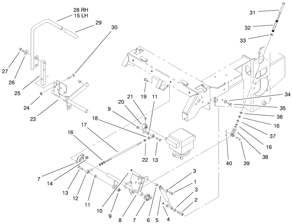 Motion Control System Assembly Diagram and Parts List for 74170 990001 - 999999 Toro Lawn Tractor