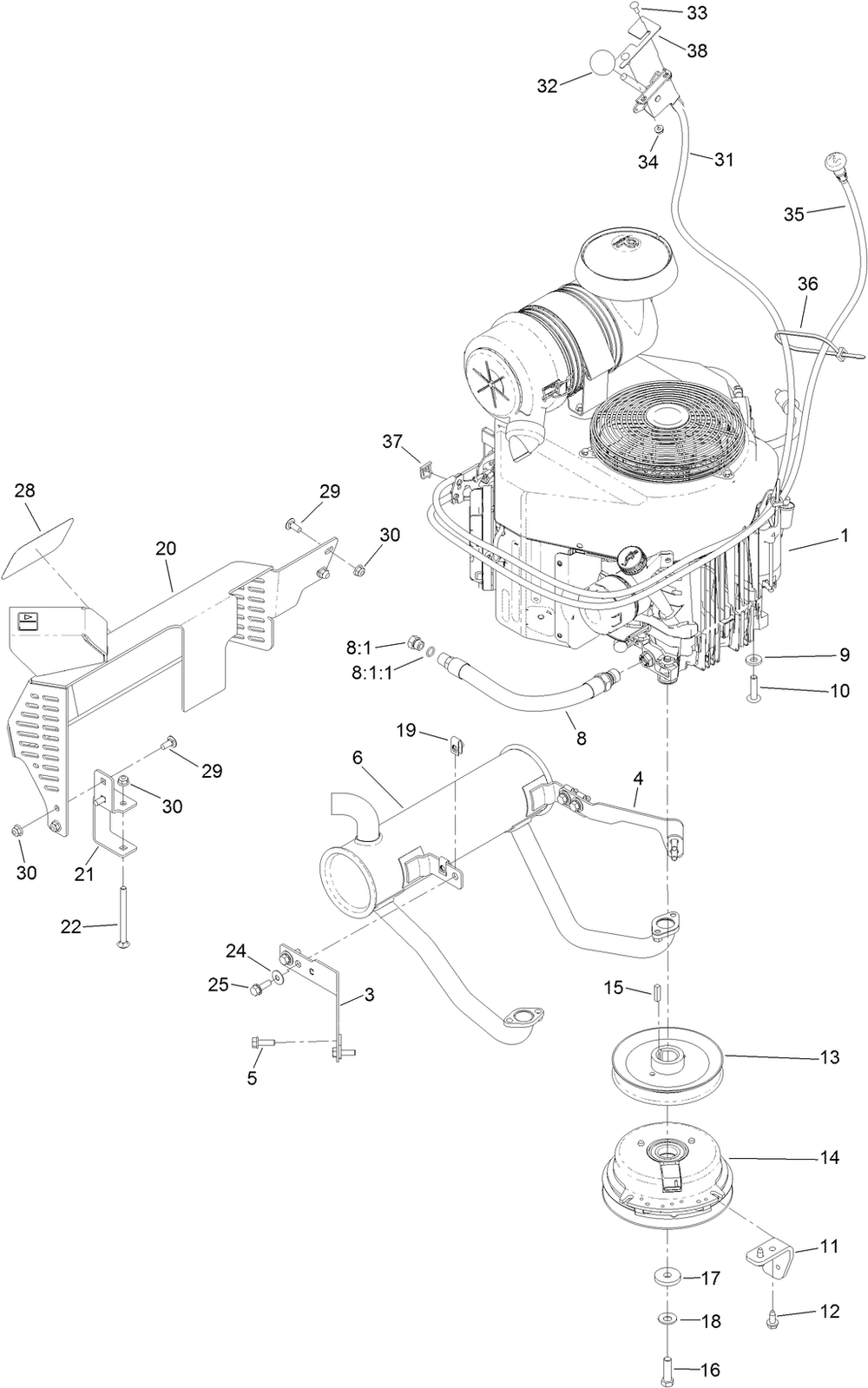 Engine Assembly Diagram and Parts List for 74504TE (316000001-316999999)(2016) Toro Lawn Mower