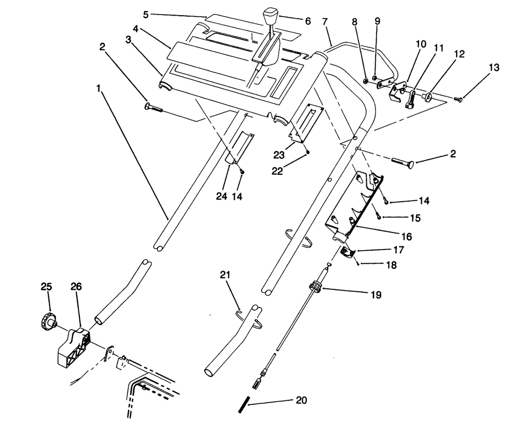 S.P. Handle Assembly (Model No. 20906b Only) Diagram and Parts List for 20906B 2000001 - 2999999 Toro Lawn Mower