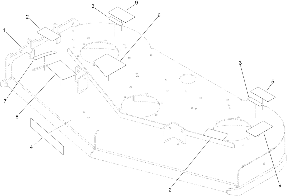 Deck Decal Assembly Diagram and Parts List for 74589 (315000001-315999999)(2015) Toro Lawn Mower