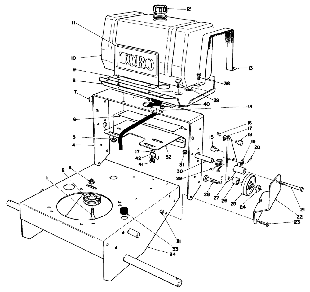 Frame Assembly Diagram and Parts List for 30111 7000001 - 7999999 Toro Lawn Tractor Accessories