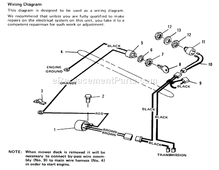 Riding Mower Diagram and Parts List for 73-05BF01 1977 Toro Lawn Tractor