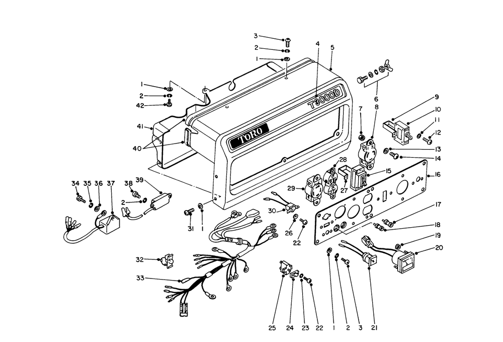 Control Panel Assembly Diagram and Parts List for 62032 6000001 - 6999999 Toro Generator