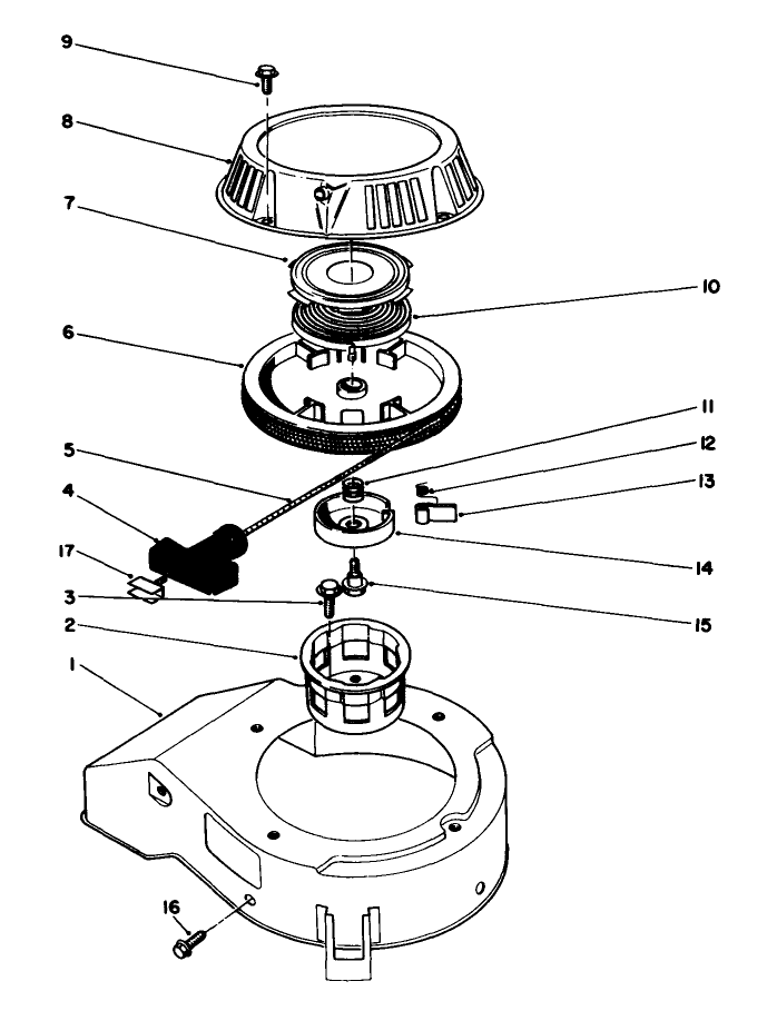 Recoil Assembly (Model No. 47pj8) Diagram and Parts List for 22035C 9000001 - 9999999 Toro Lawn Mower