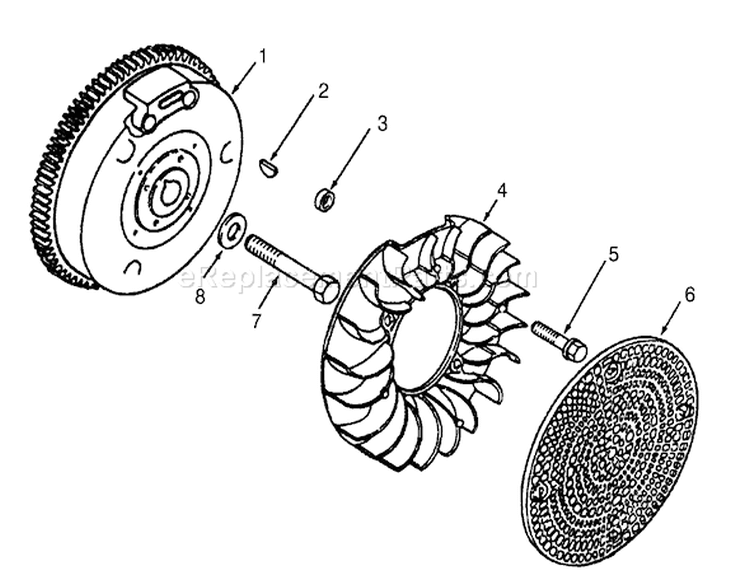 Flywheel Diagram and Parts List for 73320 3900001-3999999 - 1993 Toro Lawn Tractor