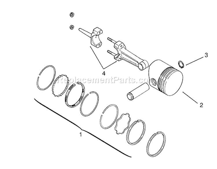 Piston And Rings Diagram and Parts List for 73320 3900001-3999999 - 1993 Toro Lawn Tractor