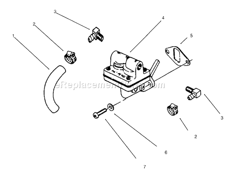 Fuel Pump Diagram and Parts List for 73362 6900001-6999999 - 1996 Toro Lawn Tractor