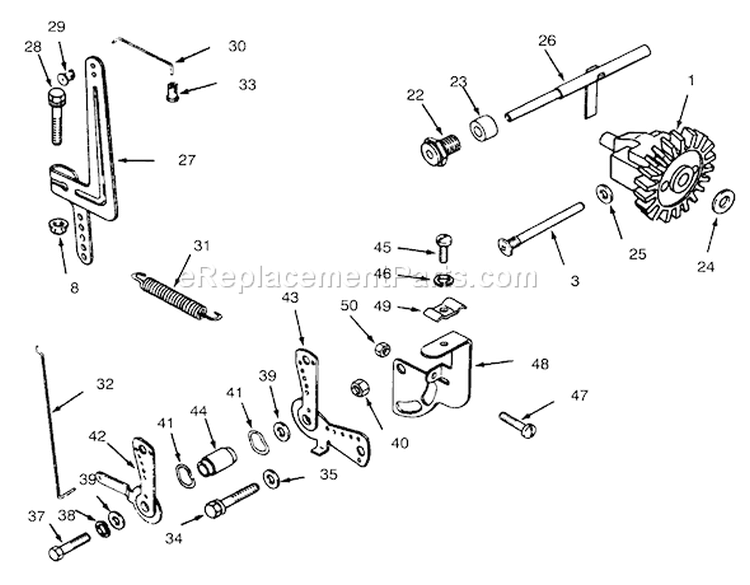Governor Linkage Diagram and Parts List for 73362 6900001-6999999 - 1996 Toro Lawn Tractor