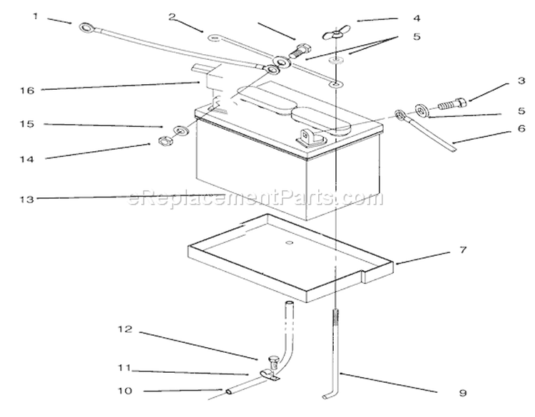 Battery Diagram and Parts List for 73362 6900001-6999999 - 1996 Toro Lawn Tractor