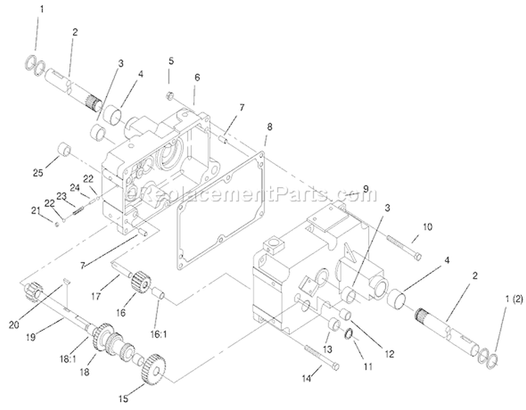 Transmission 8-Speed 4 Pinion Diagram and Parts List for 73363 7900001-7999999 - 1997 Toro Lawn Tractor