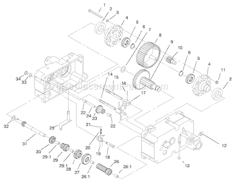 Transmission 8-Speed 4 Pinion (continued) Diagram and Parts List for 73363 7900001-7999999 - 1997 Toro Lawn Tractor