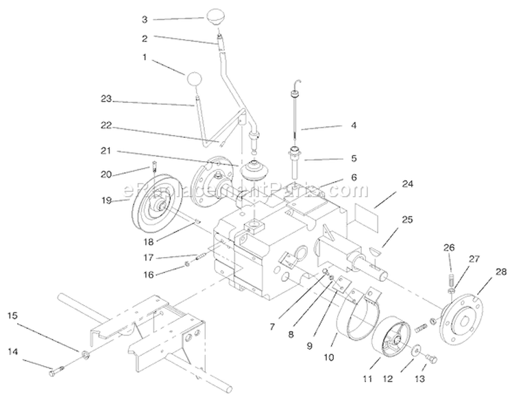 Transmission Assembly Diagram and Parts List for 73363 7900001-7999999 - 1997 Toro Lawn Tractor