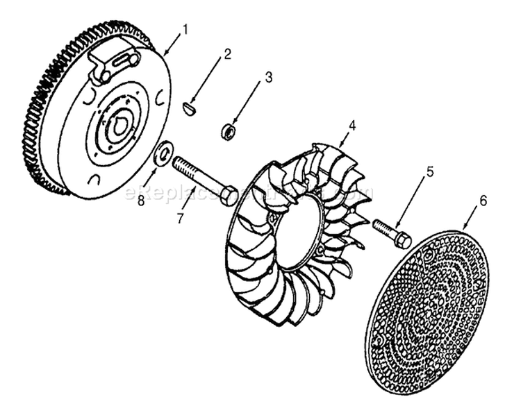 Flywheel Diagram and Parts List for 73380 3900001-3999999 - 1993 Toro Lawn Tractor
