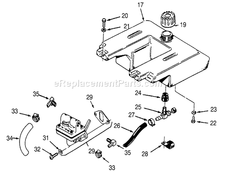 Fuel System Diagram and Parts List for 73380 3900001-3999999 - 1993 Toro Lawn Tractor