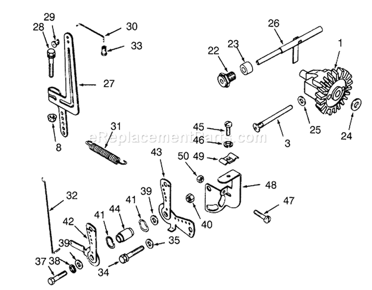 Governor Linkage Diagram and Parts List for 73380 3900001-3999999 - 1993 Toro Lawn Tractor