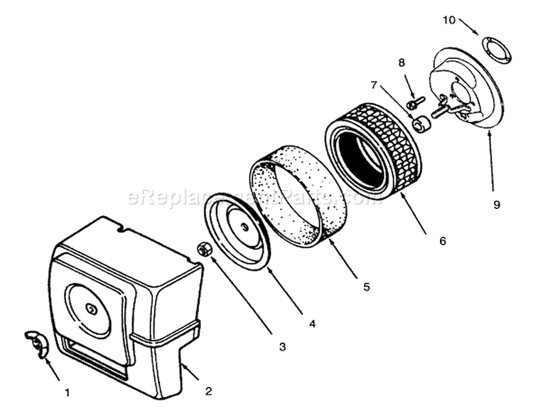 Air Intake Diagram and Parts List for 73380 4900001-4999999 - 1994 Toro Lawn Tractor