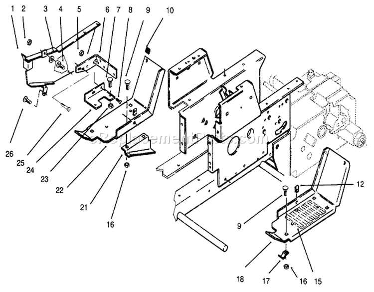 Belt Guard & Footrests Diagram and Parts List for 73380 4900001-4999999 - 1994 Toro Lawn Tractor