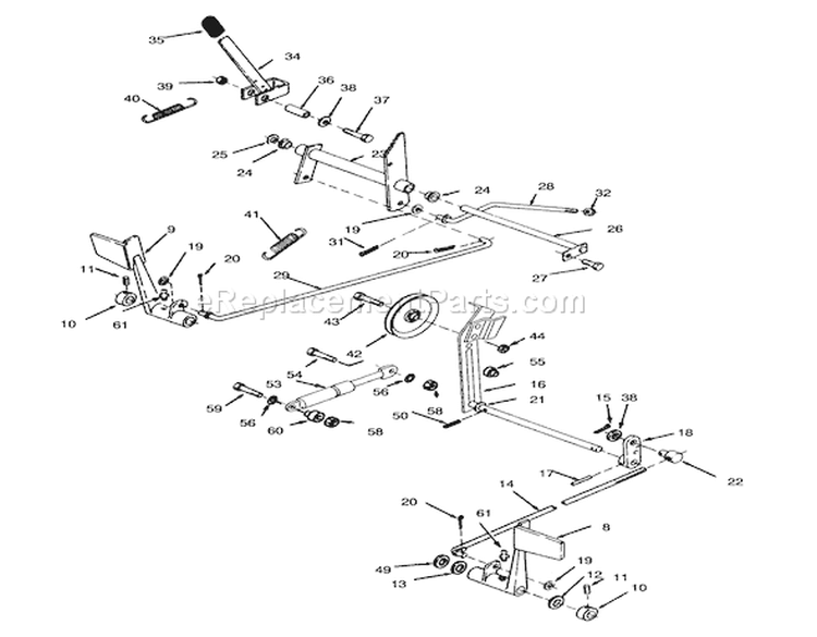 Clutch, Brake And Speed Control Linkage Diagram and Parts List for 73380 4900001-4999999 - 1994 Toro Lawn Tractor