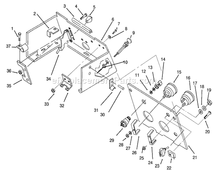 Control Panel Diagram and Parts List for 73380 4900001-4999999 - 1994 Toro Lawn Tractor