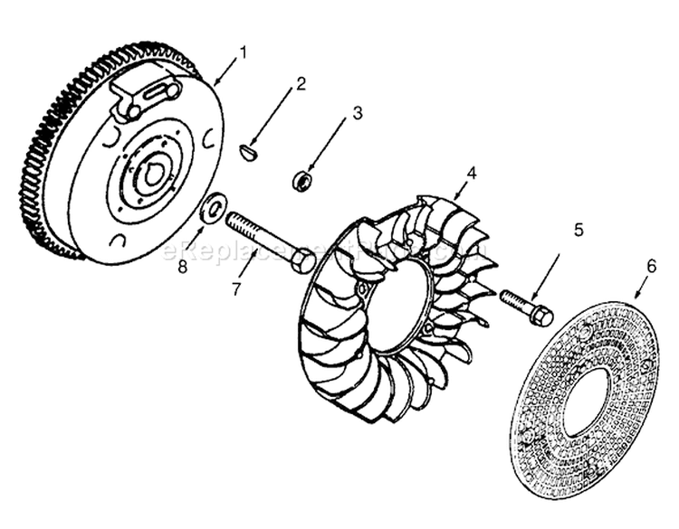 Flywheel Diagram and Parts List for 73400 3900001-3999999 - 1993 Toro Lawn Tractor