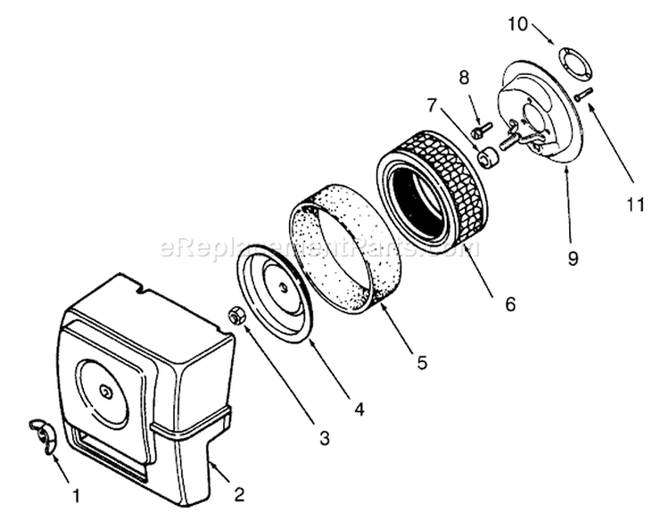 Air Intake Diagram and Parts List for 73401 3900001-3999999 - 1993 Toro Lawn Tractor