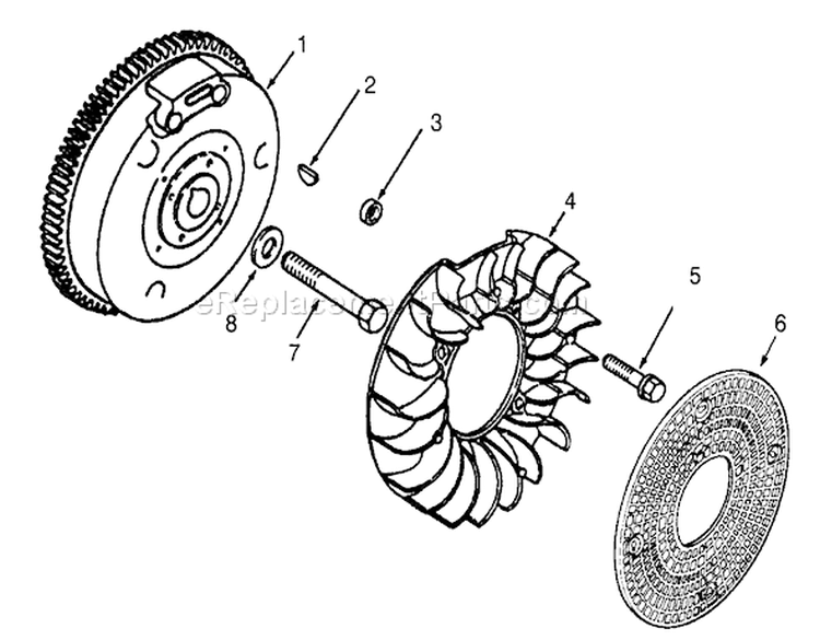 Flywheel Diagram and Parts List for 73401 3900001-3999999 - 1993 Toro Lawn Tractor