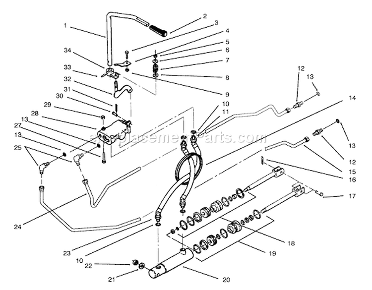 Hydrostatic System Diagram and Parts List for 73401 3900001-3999999 - 1993 Toro Lawn Tractor