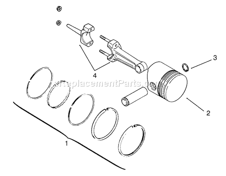 Piston And Rings Diagram and Parts List for 73401 3900001-3999999 - 1993 Toro Lawn Tractor
