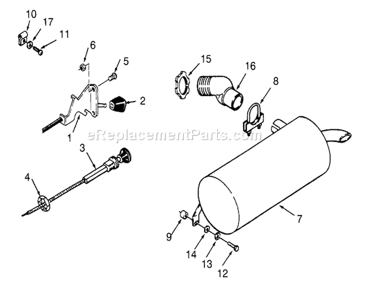 Throttle Choke And Exhaust Diagram and Parts List for 73401 3900001-3999999 - 1993 Toro Lawn Tractor