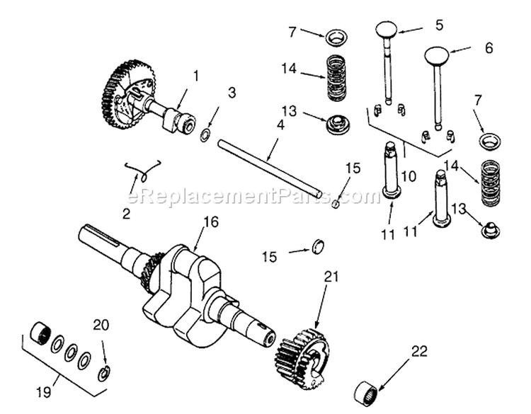Camshaft, Crankshaft And Valves Diagram and Parts List for 73401 3900001-3999999 - 1993 Toro Lawn Tractor