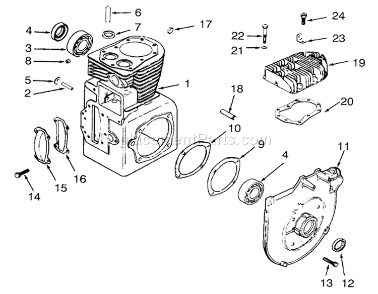 Crankcase And Cylinder Head Diagram and Parts List for 73401 3900001-3999999 - 1993 Toro Lawn Tractor