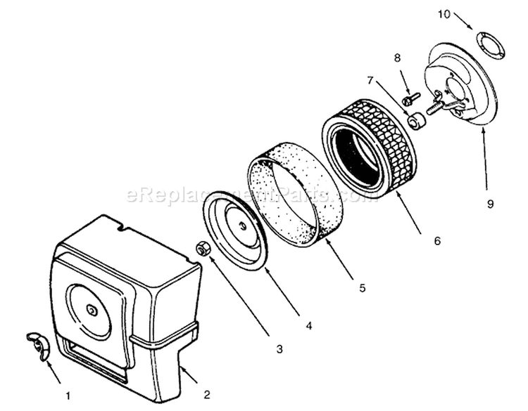 Air Intake Diagram and Parts List for 73401 5900001-5900260 - 1995 Toro Lawn Tractor