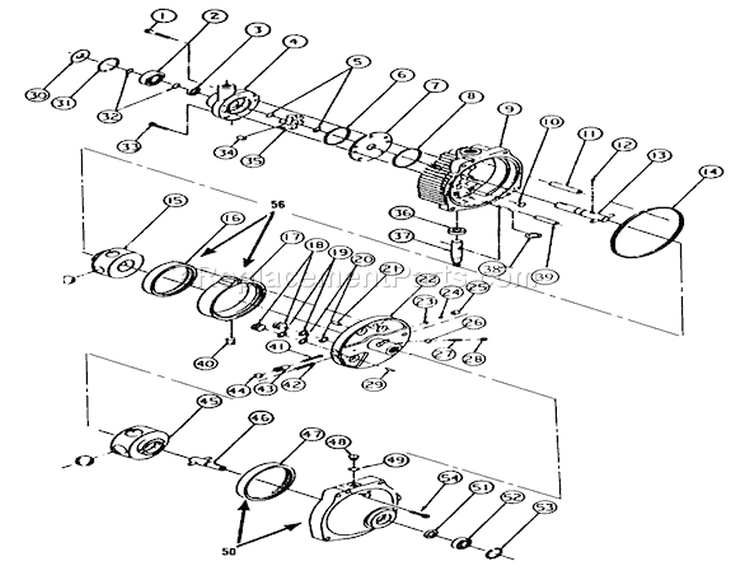 Transmission Assembly Diagram and Parts List for 73401 5900001-5900260 - 1995 Toro Lawn Tractor