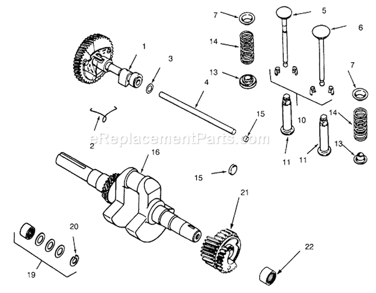 Camshaft, Crankshaft And Valves Diagram and Parts List for 73401 5900001-5900260 - 1995 Toro Lawn Tractor