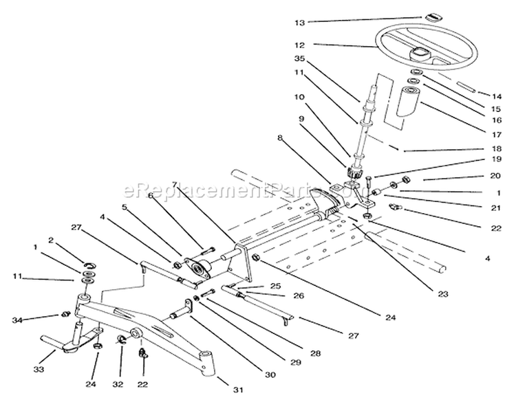 Front Axle And Steering Diagram and Parts List for 73401 5900261-5901260 - 1995 Toro Lawn Tractor