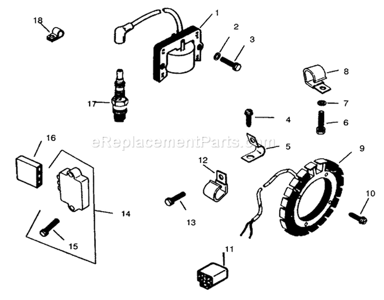 Ignition System Diagram and Parts List for 73401 5900261-5901260 - 1995 Toro Lawn Tractor
