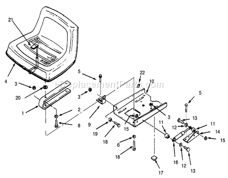 Seat Diagram and Parts List for 73401 5900261-5901260 - 1995 Toro Lawn Tractor